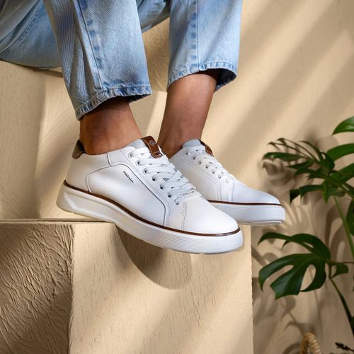 Tênis Casual Pegada Masculino em Couro Branco 110931-01