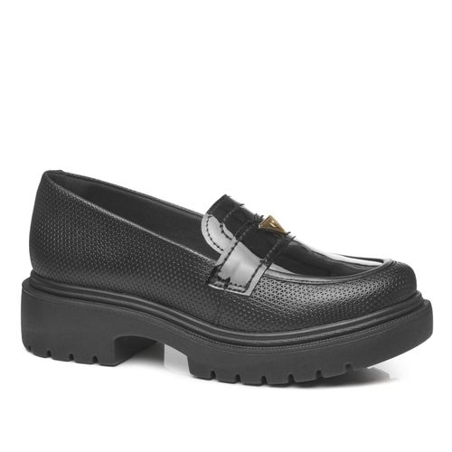 Sapato Loafer Pegada Feminino em Couro Preto 222402-03