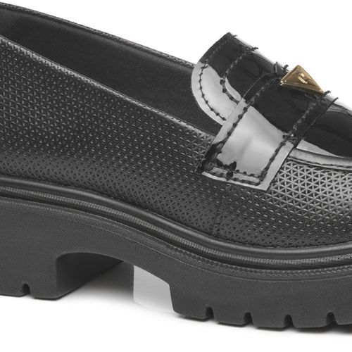 Sapato Loafer Pegada Feminino em Couro Preto 222402-03