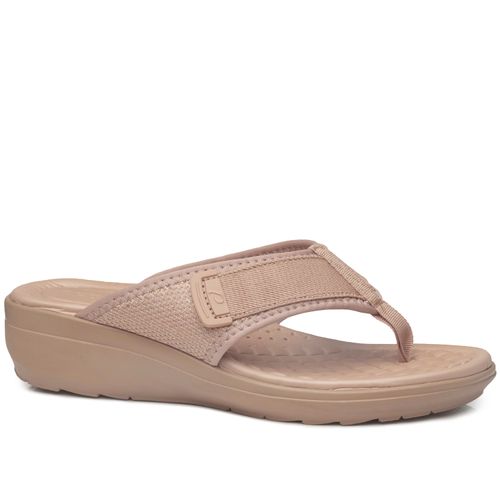 Chinelo Pegada Feminino em Tecido Bege 232751-06