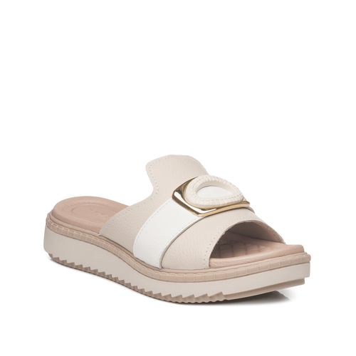 Chinelo Pegada Feminino em Couro Off White 233667-02