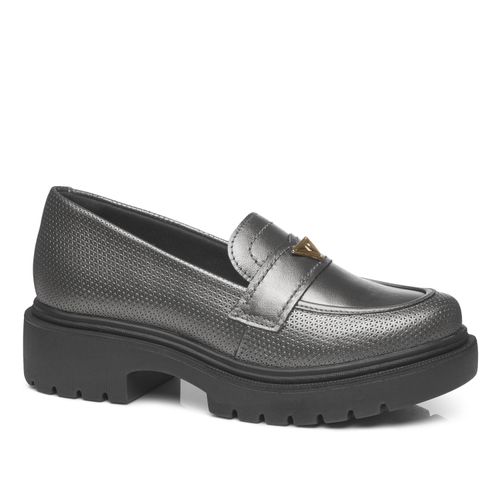 Sapato Loafer Pegada Feminino em Couro Grafite 222402-05