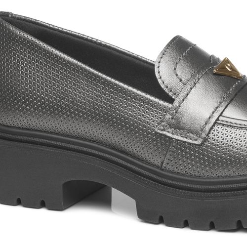 Sapato Loafer Pegada Feminino em Couro Grafite 222402-05