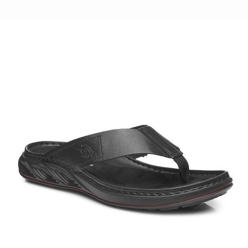 Chinelo Pegada Masculino em Couro Preto 134103-05