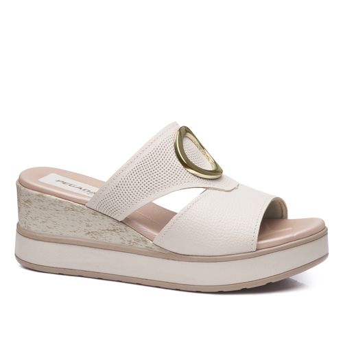 Tamanco Pegada Feminino em Couro Off White 234201-02