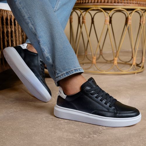 Tênis Casual Pegada Masculino em Microfibra Preto 172103-04