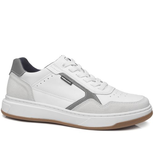 Tênis Casual  Pegada Masculino em Couro Branco 111704-02