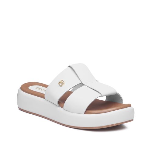 Chinelo Pegada Feminino em Couro Branco 233712-01