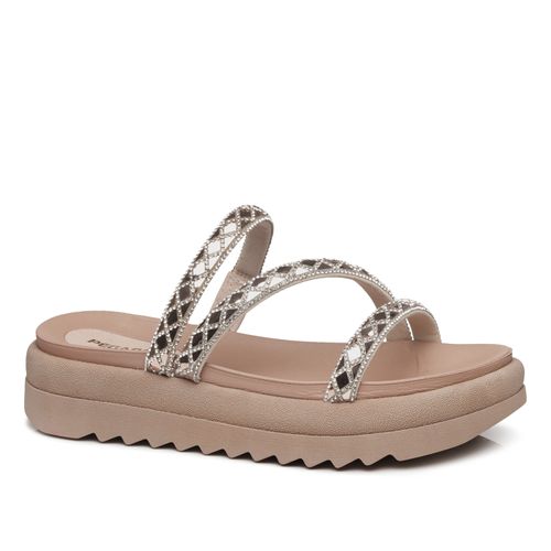 Chinelo Papete Pegada Feminina Blush com Tira Strass 234453-02