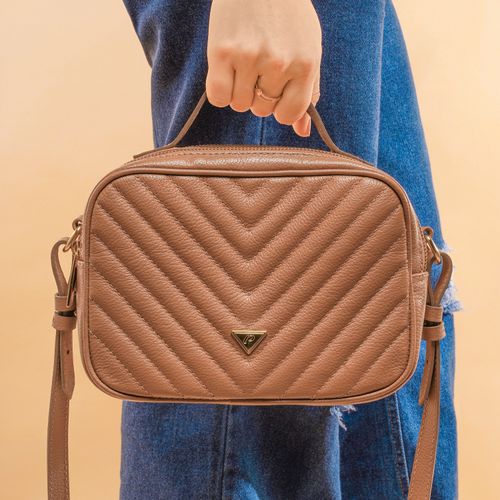 Bolsa Pegada Tiracolo em Couro Camel Média BO210004-05
