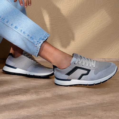 Tênis Casual Pegada Masculino em Couro Silver 111604-07