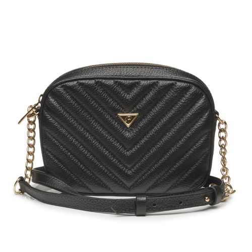 Bolsa Pegada Tiracolo em Couro Preto Pequena BO210002-01