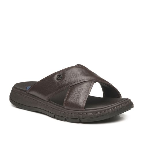 Chinelo Pegada Masculino em Couro Chocolate 134306-04