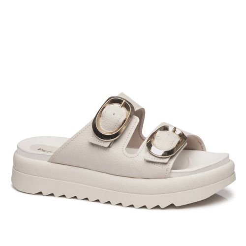 Chinelo Pegada Feminino em Couro Off White 234405-02