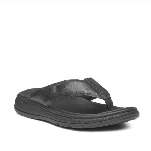 Chinelo Pegada Masculino em Couro Preto 134305-05
