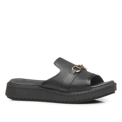 Chinelo Pegada Feminino em Couro Preto 233663-04