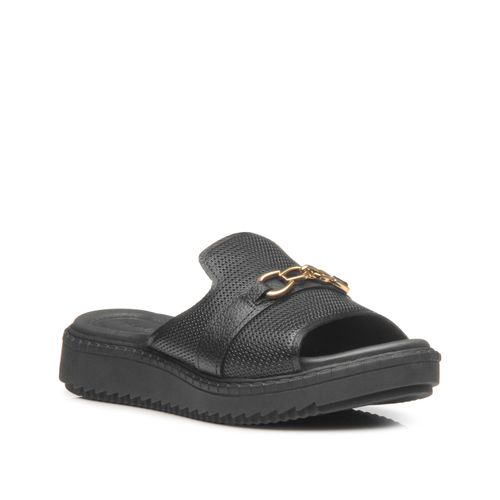 Chinelo Pegada Feminino em Couro Preto 233663-04