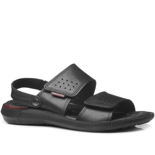 Sandália Pegada Masculina em Couro Preto 133154-03
