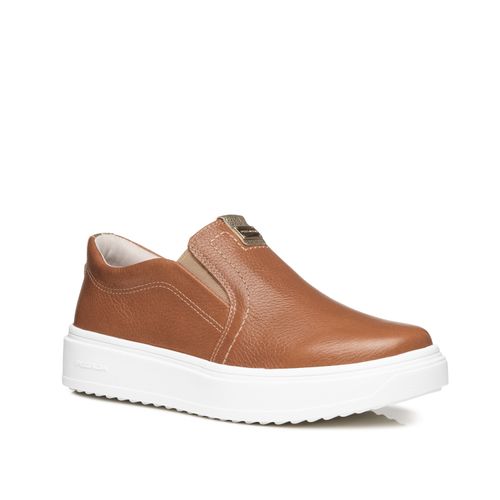 Tênis Pegada Feminino em Couro Camel 211304-06
