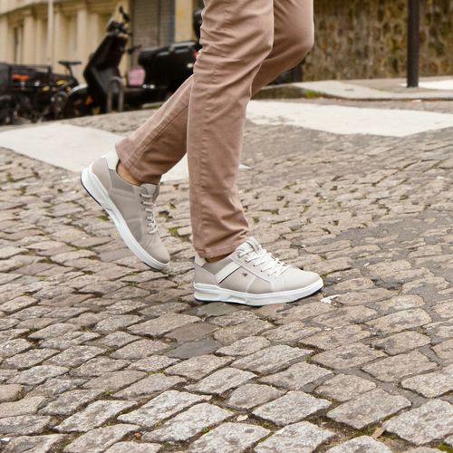Sapatênis Pegada Masculino em Couro Silver 110605-10