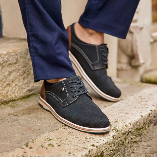 Sapato Casual Pegada Masculino em Couro Marinho 125113-08
