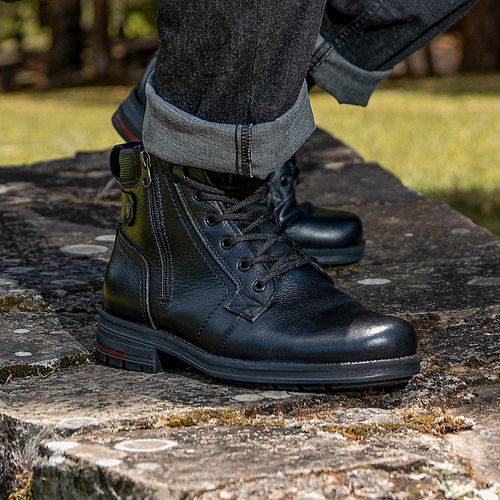 Coturno Pegada Masculino em Couro Preto 181314-03