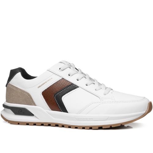 Tênis Casual Pegada Masculino em Couro Branco 112101-01