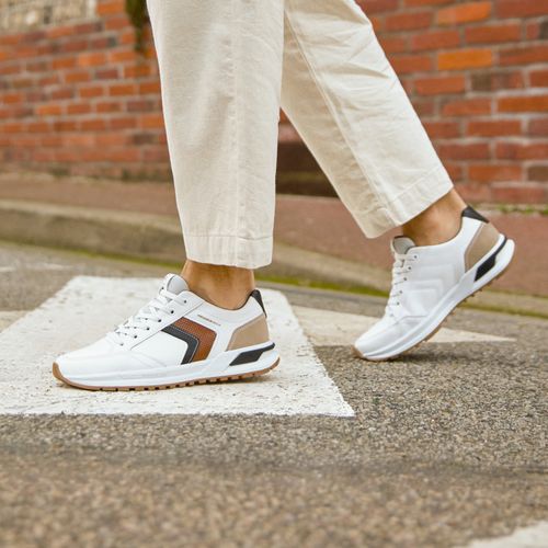 Tênis Casual Pegada Masculino em Couro Branco 112101-01