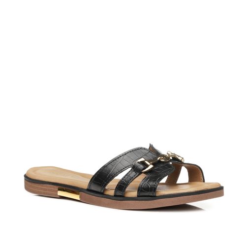 Chinelo Pegada Feminino em Couro Preto 233555-02
