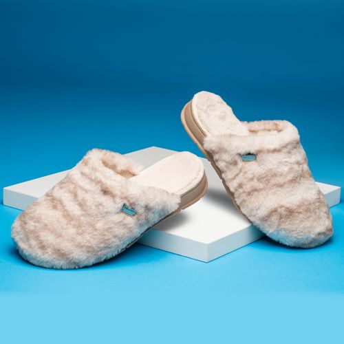 Pantufa Pegada Feminina em Tecido Areia Café 266013-01