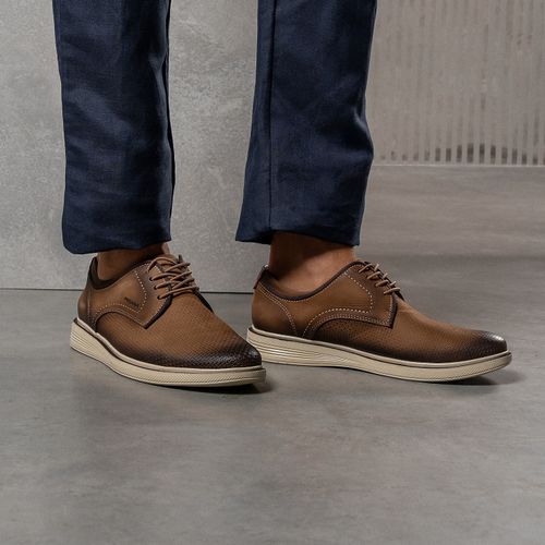 Sapato Casual Pegada Masculino em Couro Mascavo 126113-07