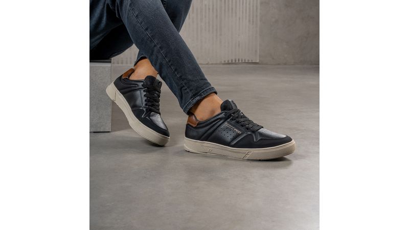 Sapatênis Pegada Masculino em Microfibra Preto 172502-03 - Pegada