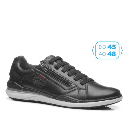 Sapatênis Pegada Masculino Plus Size em Couro Preto 519108-03