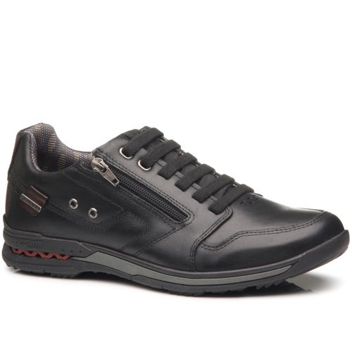 Sapatênis Pegada Masculino em Couro Preto 114858-02