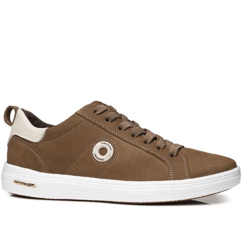 Tênis Casual Pegada Masculino em Couro Mascavo 112004-07