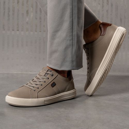 Tênis Casual Pegada Masculino em Couro Areia 111506-08