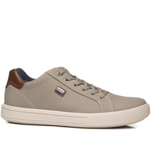 Tênis Casual Pegada Masculino em Couro Areia 111506-08
