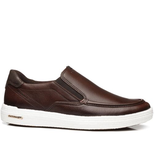 Tênis Casual Pegada Masculino em Couro Pinhão 112001-02