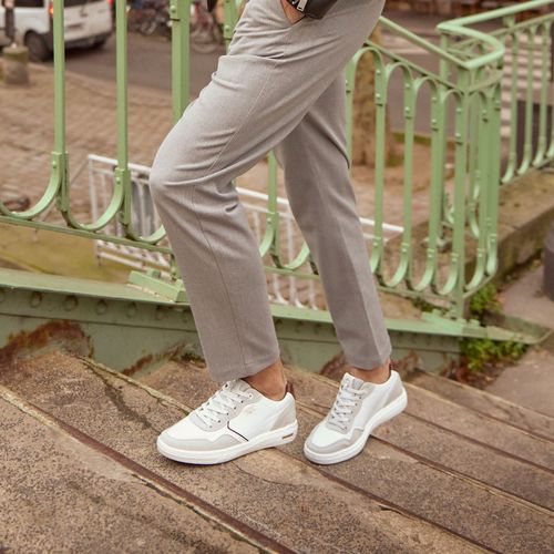 Tênis Casual Pegada Masculino em Couro Branco 112003-01
