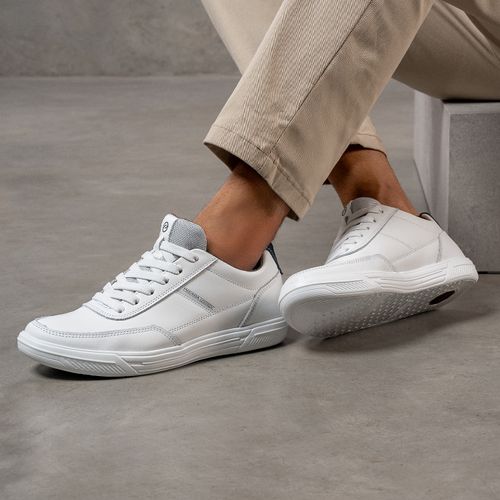 Tênis Casual Pegada Masculino em Couro Branco 110410-01