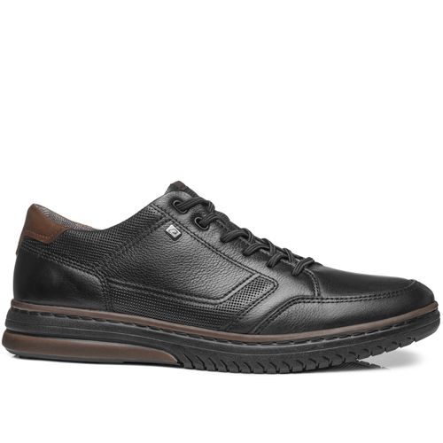 Sapatênis Pegada Masculino em Couro Preto 111407-03