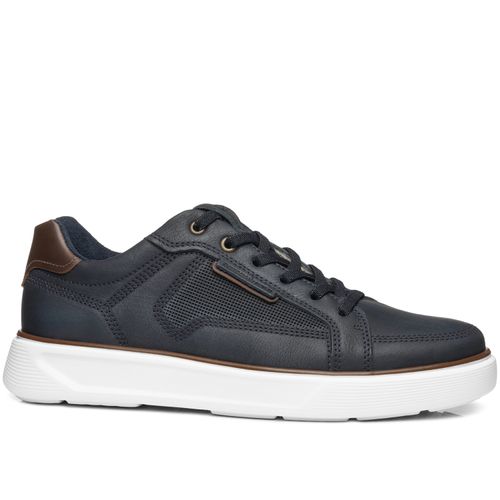 Tênis Casual Pegada Masculino em Couro Blue 110933-07