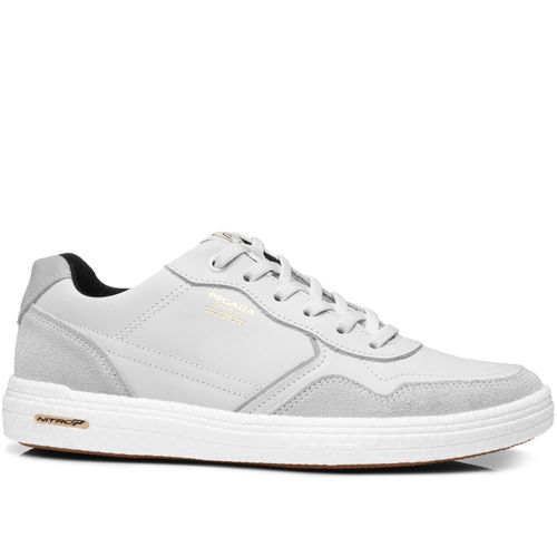 Tênis Casual Pegada Masculino em Couro Giz 112003-04