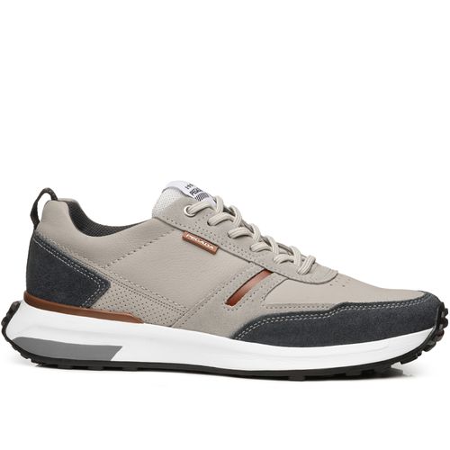 Tênis Casual Pegada Masculino em Couro Silver 110751-09