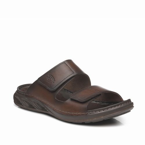 Chinelo Pegada Masculino em Couro Pinhão 134101-02