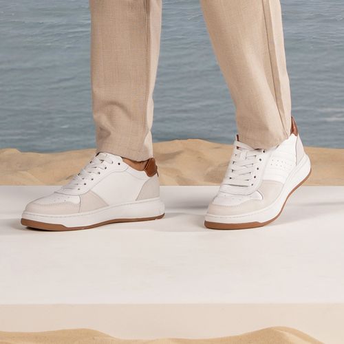 Tênis Casual Pegada Masculino em Couro Branco 111721-01