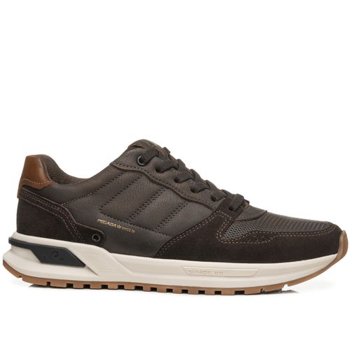 Tênis Casual Pegada Masculino em Couro Coffe 112103-06