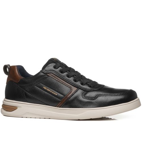 Tênis Casual Pegada Masculino em Couro Preto 112401-04