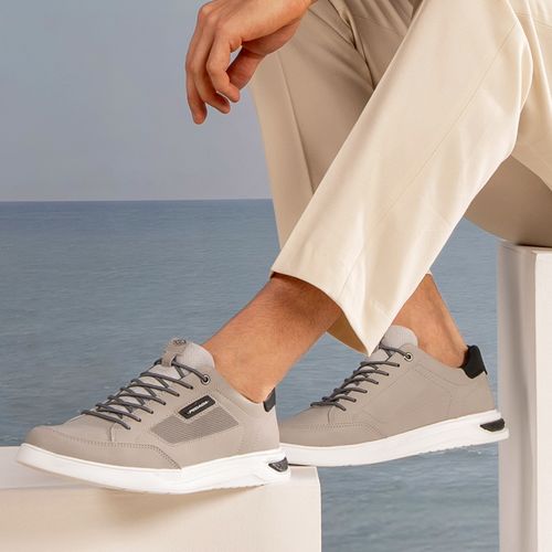 Tênis Casual Pegada Masculino em Couro Silver 112403-08