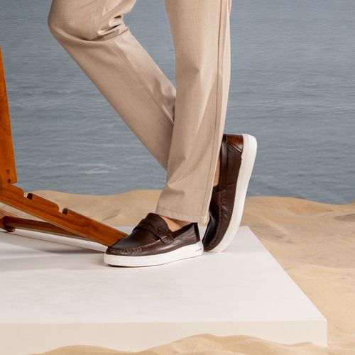 Mocassim Pegada Masculino em Couro Coffe 142102-03